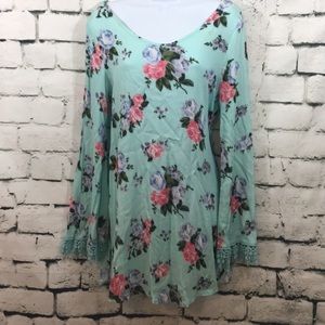 Iris Los Angeles teal cute flowered dress!